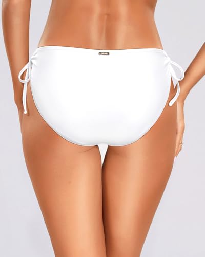 Image of Zmart String Tie Side Bikini Bottoms - Women Full Coverage Swimsuit Bottom Mid Rise Mid Waist Swim Bathing Suit Bottom