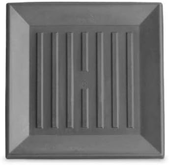 Crescent Garden Square Saucer, Durable Drainage Dish for Plant Pots, Heavy-Duty Square Plant Saucer for Indoor Potted Plants and Outdoor Trays, Caviar Black Drip Tray (16-Inch Inside Diameter)