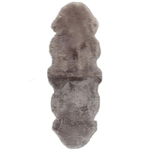 Knutzen Wohnen Real Large Lambskin 50 x 160 cm Taupe - Natural & Warming Lambskin for Sofa - Cuddly Companion for Your Cosy Home