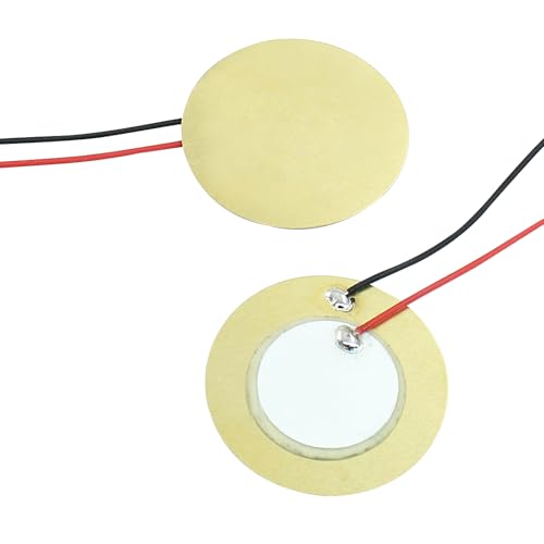 Zorfeter 20 Pcs 27mm Piezo Discs Transducer with 3.94"/100mm Leads, Piezo Elements for Microphone Trigger Drum Triggers Element CBG Guitar - Thumbnail 4