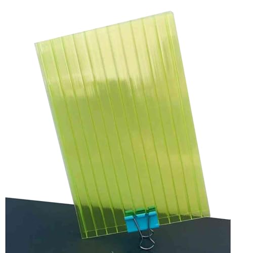Lot de 12 panneaux d'isolation en polycarbonate transparent - Feuilles de toit à double paroi pour pergola extérieure, jardin et lumière du jour (jaune, 1,05 x 1 m, 4 mm d'épaisseur)