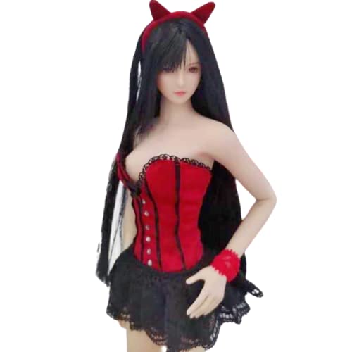 JIAOU Doll 1/6 Scale Figure Doll Clothes Sexy Fashion Red Tube Top Dress Suit for 12 Inch Female Action Figure