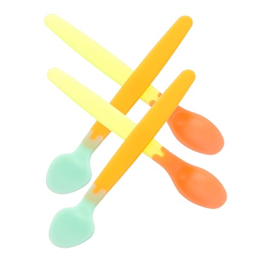CHICAMPERA 2 juegos Cucharas de Silicona que de Color para Bebés de Diseño Sensible la Temperatura Utensilios Infantiles Prácticos y Flexibles para Niñas Material de Silicona Premium