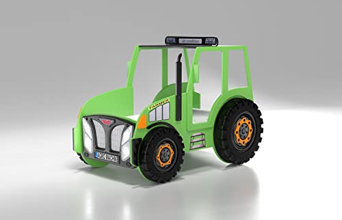 PLASTIKO | Letto per un ragazzo | Trattore 204 x 111 x 145 cm | Sonno | Per divertimento | Led | Materasso e telaio inclusi | Capacità di sollevamento 100 kg | Verde