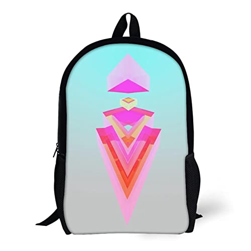 Sac à dos imprimé en 3D facettes géométriques grand format 17 pouces unisexe - 5