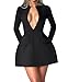 LuFeng Women's Long Sleeve Sexy Deep V Neck Zipper A-line Mini Dress Hollow Bodycon Night Out Party Dress