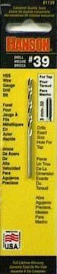 Irwin Wire Gauge Drill Bit Hss, No. 39 Carded