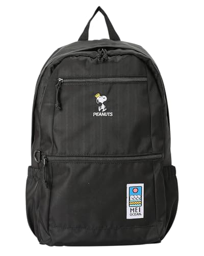 Mei Ocean 62109 Peanuts 75th Anniversary Series Backpack, 3.7 gal (17 L) (Inside Total Pattern Print), A4 Storage, BK, FR