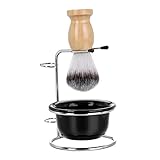 healvian 製シェービングブラシ 泡立てボウル付き 髭剃り用ブラシホルダー メンズ耐久グルーミングキット 快適な泡立ちと滑らかなシェービ