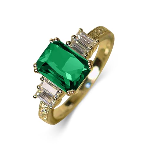 Birthstone Engagement Ring 925 Sterling Sliver 10 * 7mm Emerald Cut Birthstone Ring Jewelry Gift for Women Size 5-142