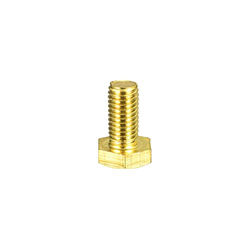 Image of uxcell Brass Hex Bolts, M10x20mm 1pcs Fully Thread Grade 4.8 Solid Brass Hexagon Head Bolt Machine Screws for Machinery