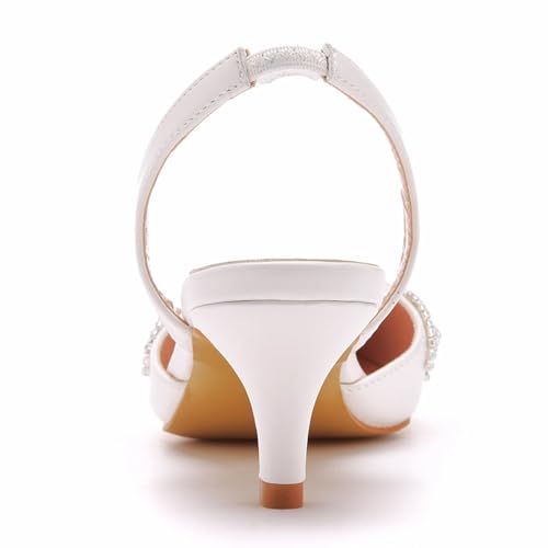 Talons de mariage blanc strass avec bride slingback pour la mariée