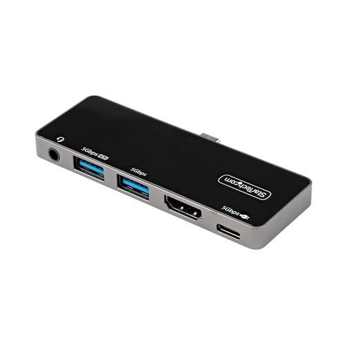 Mini Dock USB-C idéal en voyage pour connecter votre PC aux écrans d'hôtels