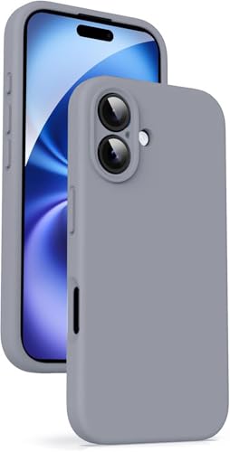 Image of mobistyle Designed for iPhone 16 Plus | Soft Silicone Liquid Protective | Microfiber Lining Phone Back Cover Case for iPhone 16 Plus (Grey)