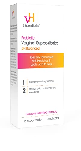 vH essentials Prebiotic PH Balanced Vaginal SuppositoriesBox, Original Version, 15 Count