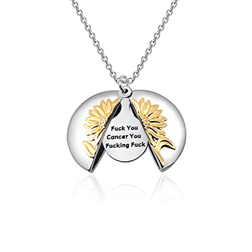 Sunflower Cancer Awareness Necklace - Survivor Gift for Cancer Warrior & Fighter