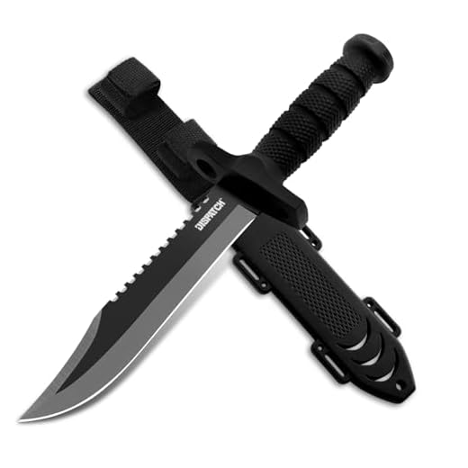 Dispatch Fixed Blade Hunting Knife with Sheath, 12-inch Survival Knives for Men Tactical Bowie Knife with Non-Slip Handle for Bushcraft, Outdoor Camping