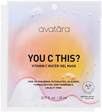 Avatara - You C This? Vitamin C Water-Gel Mask, Hydrating Mask, Sheet masks with Niacinamide and Hyaluronic Acid, Facial Mask Made with Natural Fibers, Paraben-Free Vitamin C Face Mask, 0.71 fl.oz