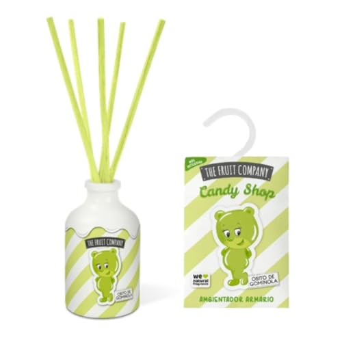 TIENDIFY - Pack infantil ambientador de armario y mikado 40 ml The Fruit Company set para hogar armarios y cajones larga duración sin alcohol (Osito de Gominola)