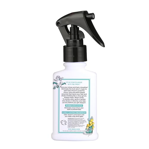 Image of Sole-Pourri Shoe Deodorizer + Foot Spray,3.4 Fl Oz,Up to 150 Uses,Funk-Fighting Odor Freshener with Essential Oils,for Smelly Shoes,Feet & Gym Bags,Citrus & Mint Scent,(Pack of 2)