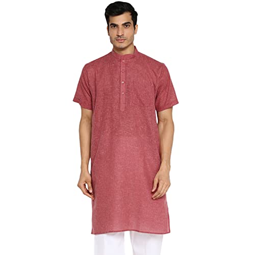 Image of Royal Kurta Mens Linen Half Sleeved Long Ethnic Kurta