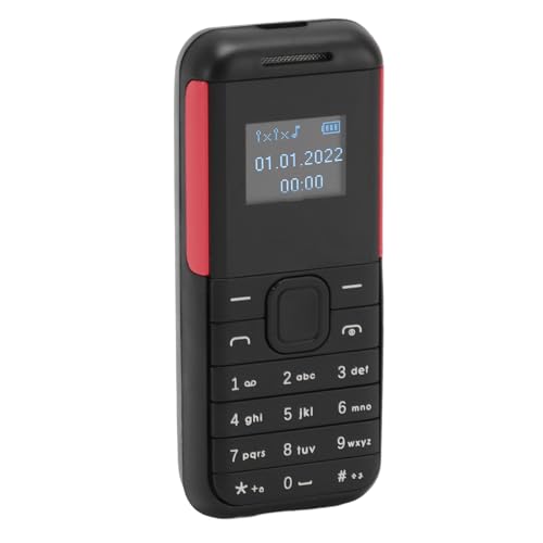 Mini GSM-telefon 2G, 0,66" Hållbar Skärm för Resor (Svart/Röd)