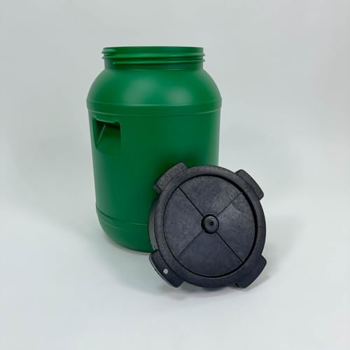 F & R Kleines Fass 30 Liter aus HDPE zur Aufbewahrung I Futtertonne Pferd I Wassertank Weithalsfass mit Deckel I Wasserfass I Sauerkrautfass I Gurkenfass Gärfass I Maischefass