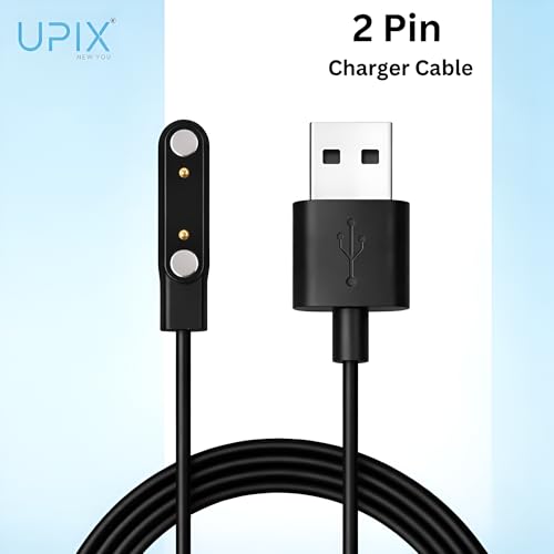 Image of Upix Smartwatch Charging Cable 2 Pin (10mm Gap) | 5V USB Fast Charger Cable Only for Boat, Fire-Boltt Smartwatch (Not for All Models) | Durable Magnetic Charging Cable | Watch Port Before Ordering