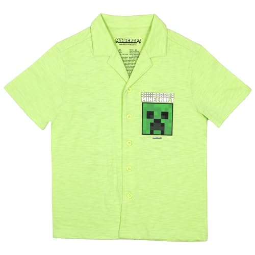 Minecraft Build Explore Create Boys Casual Button Down Short Sleeve Shirt for Kids and Toddlers