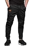 AlvaQ Cargohose Herren Freizeithose Baumwolle Hose Herren Jogginghose mit Kordelzug Casual Hose mit Taschen Schwarz L