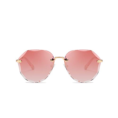 kimorn Lunettes De Soleil Pour Femmes Grande Sans Monture Lentilles De Découpe Diamantées Classique K0637 (Rose)