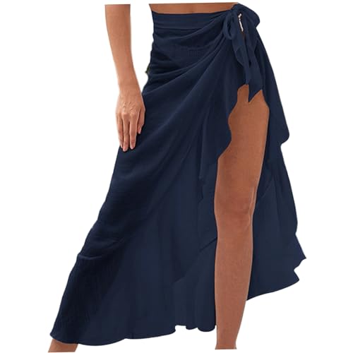 Couverture bikini à volants et nouage côté | Jupe enveloppe longue pour maillot de bain