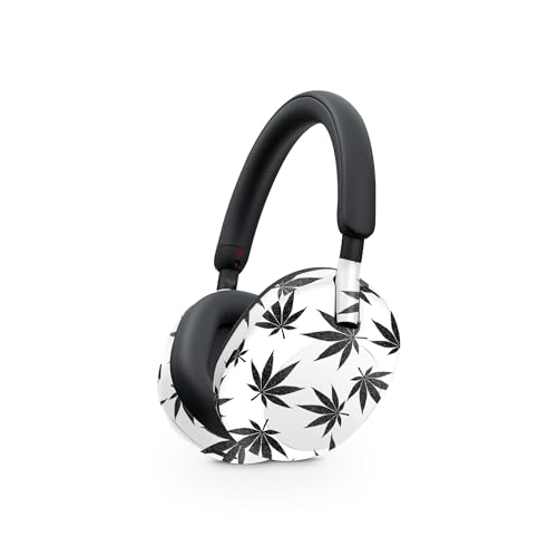 Image of MightySkins Glossy Glitter Skin Compatible with Sony WH-1000XM5 Headphones - Pot Leaves Black | Protective, Durable High-Gloss Glitter Finish | Easy to Apply