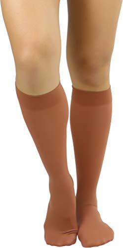 Image of ToBeInStyle Women's Opaque Knee High Nylon Fashion Socks Solid & w /Front Satin Bow