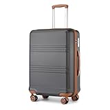 Kono Maleta Mediana 24' ABS+PC - Maleta de Viaje con Ruedas Silenciosas 360°, Candado TSA (65 cm, Gris/Marrón)