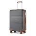 KONO Mittelgroß Hartschalenkoffer Koffer Leicht Hartschale Trolley Reisekoffer mit 4 Rollen und TSA Schloss, 65x44x25.5cm, 61Liter, Zwillingsrollen Rollkoffer, ABS+PC Hartschale (Grau/Braun, L)