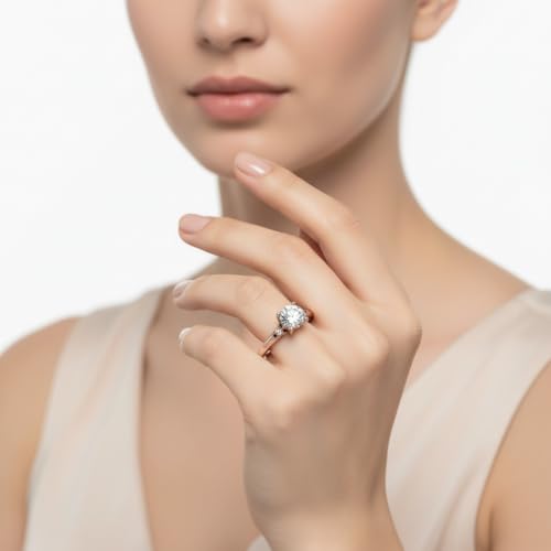 Image of Choose Your Gemstone Petite Dome Engagement Ring Rose Gold Plated Round Shape Petite Engagement Rings Everyday Jewelry Wedding Jewelry Handmade Gifts for Wife US Size 4 to 12