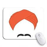 Gaming Mouse Pad Kostüm Orange Turban Kopfschmuck und Schnurrbart Sikh Indianer Man rutschfeste Gummi Backing Computer Mousepad für Notebooks Maus Matten