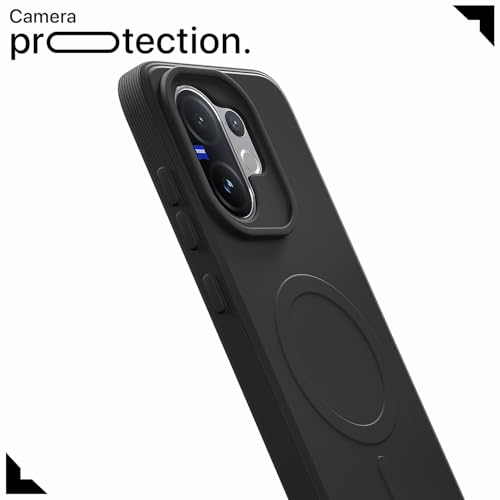Image of Outlouders Back Cover for Vivo V60 5G / Vivo T4 Pro 5G Soft Matte Silicone Cover with Slim Fit | Mag-Safe Logo (Not Mag-Safe Compatible) | Shockproof | Camera Protection Bumper Case (Black)