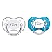 Personalized Pacifier with Name, 2 Pack Blue Glitter & White, (0-6 Months & 6-18 Months Available), Engraved Pacifier, Custom Pacifier, CAN BE STERILIZED (0-6 Months)