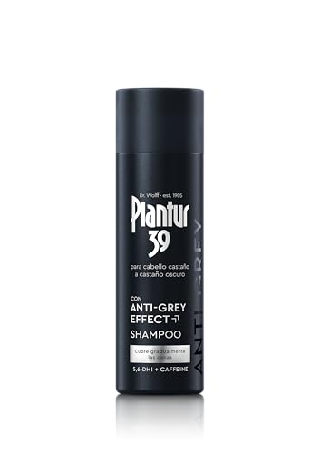 Plantur 39 Anti-Grey effect 5,6-DHI & Caffeine Shampoo 1 x 200ml | Cabello gradualmente más oscuro y fuerte | Disimula las canas de forma controlada | Favorece el crecimiento natural del cabello