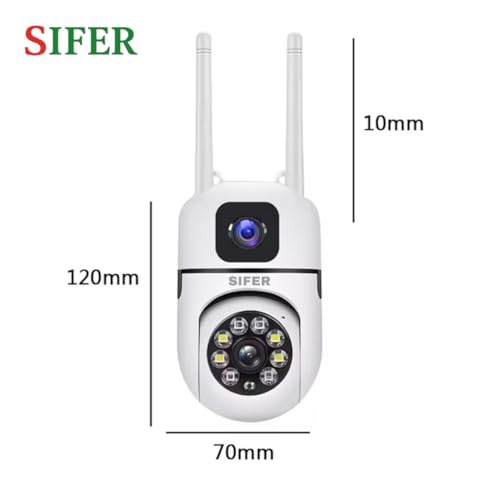 Image of SIFER 4+4 MP Dual Lens Wireless WiFi CCTV Camera for Home Outdoor & Indoor, 360 Security Camera with Night Vision, 2-Way Audio, Cloud & SD Card Supported, Waterproof CCTV Camera for Shop & Office