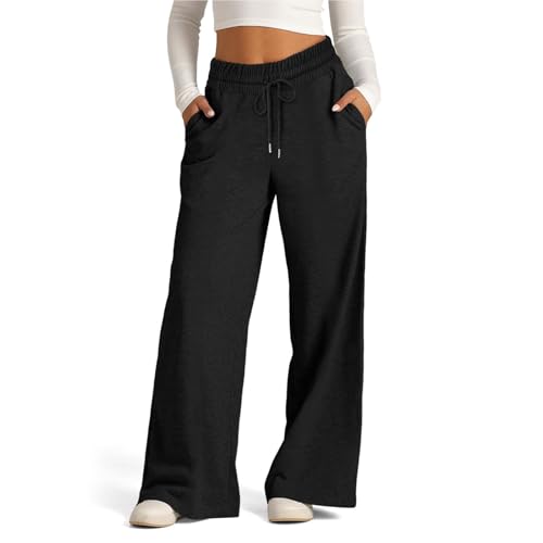 Wide Leg Sweatpants Women Drawstring Palazzo High Waisted Pants Jogging Pant Bell Bottom Flare Yoga Trousers2