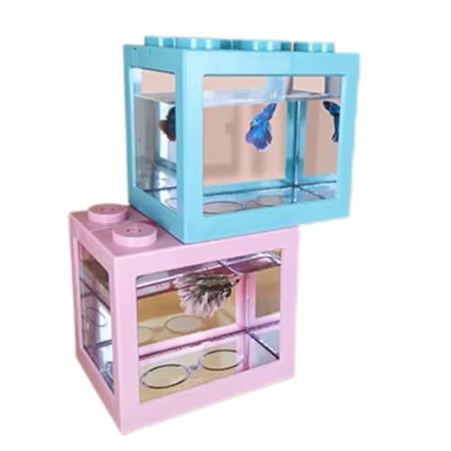 Image of Sage Square Betta Fish Tank - Perfect for Small Spaces, Sturdy, Stylish Design for Beginners & Experienced Fish Keepers, Easy Maintenance Aquarium for Betta Fish, Ideal for Home, Office (Pack of 2)
