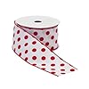 Melrose Polka Dot Wired Christmas Craft Ribbon - 2.5"" x 10 Yards - White and Red - Set of 2 #1