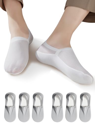 Image of Ultra Thin No Show Socks Men - 6Pairs Breathable Mesh Ankle Socks, Anti-Slip & Invisible for Running & Office