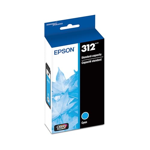 EPSON 312 Claria Photo HD Ink Standard Capacity Cyan Cartridge (T312220-S) Works with Expression Photo XP-8500, XP-8600, XP-8700, XP-15000