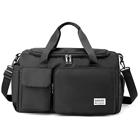 CORIOS Travel Duffel Bag for Women and Men Sports Gym Tote Bag Foldable Weekender Overnight Bag Carry-on Bags with Shoes Compartment Lightweight Shoulder Bag for Travel Gym Sport Daily Use Black Cover