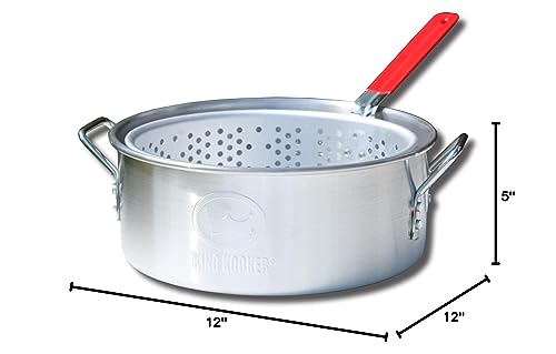 image for King Kooker KK2 9-Quart Aluminum Fry Pan with Basket, Silver, One Size