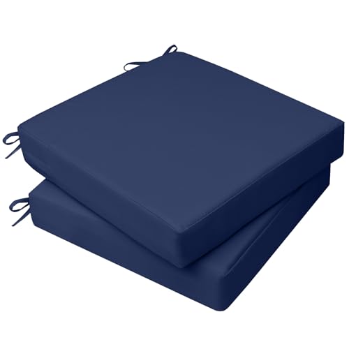 AAAAAcessories Outdoor Seat Cushions for Chairs Waterproof Fade-Resistant 21 x 21 x 3 Patio Furniture Replacement Cushions Set of 2 Navy Blue